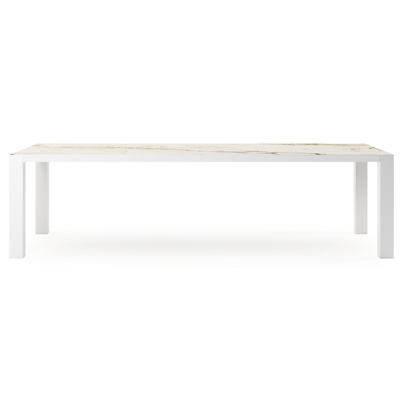 Nano tuintafel rechthoekig in wit aluminium en volkeramiek colorado dunes - L 280 x B 110 x H 75 cm