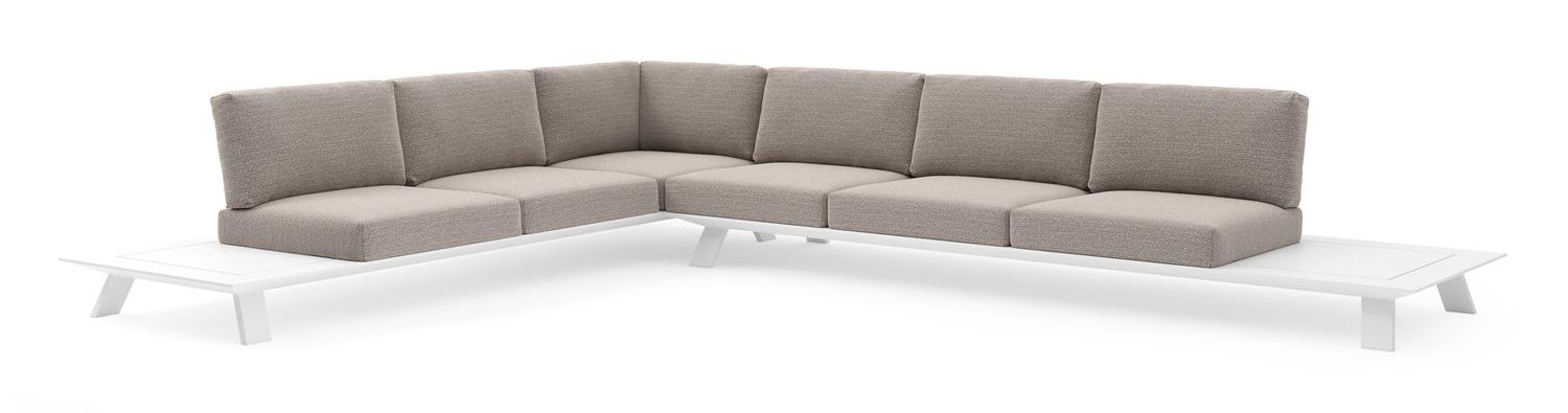 Cesano loungehoek in wit aluminium met wander granite all weather Sunbrella® luxe kussen