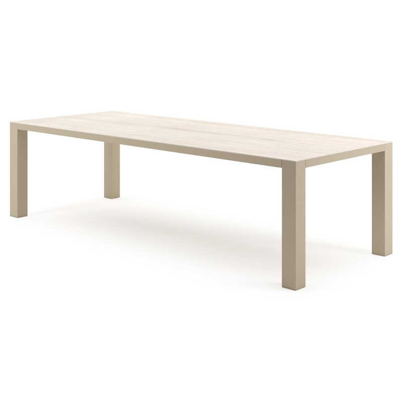 Nano tuintafel rechthoekig in beige aluminium en volkeramiek Travertino Bianco - L 280 x B 110 x H 75 cm