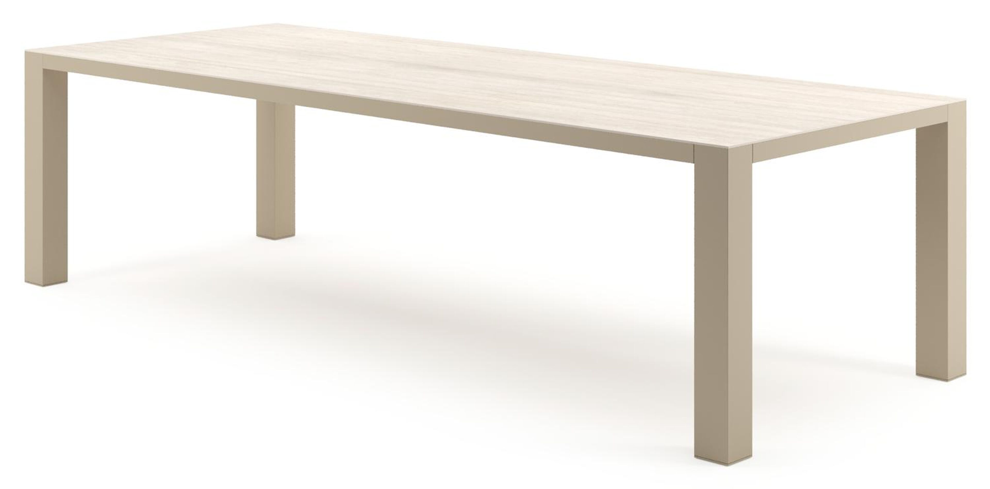 Nano tuintafel rechthoekig in beige aluminium en volkeramiek Travertino Bianco - L 280 x B 110 x H 75 cm