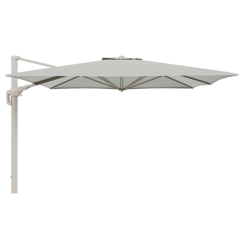 Minore zweefparasol met tiltfunctie in beige aluminium en Slow Spirea All Weather Sunbrella® Luxe parasoldoek - L1 350 x L2 350 cm (zonder voet) (zonder voet)