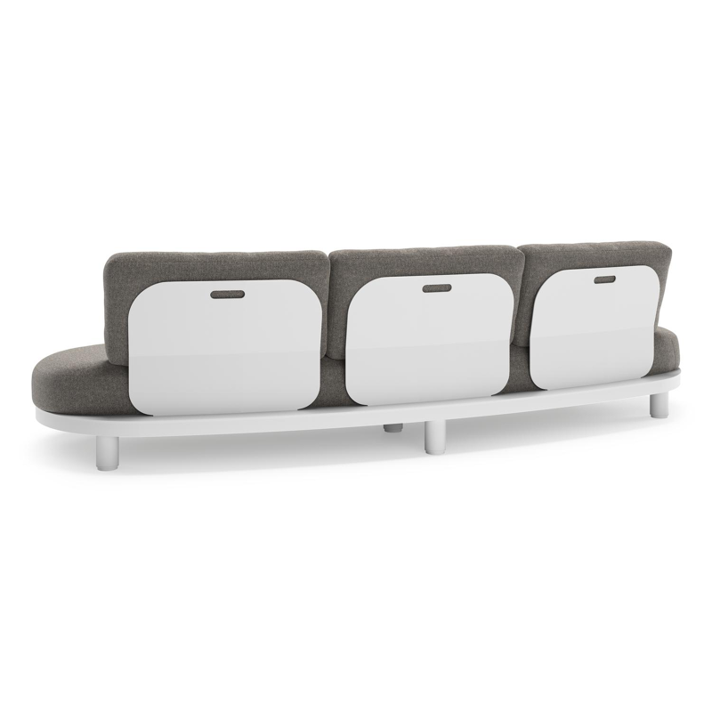 Canapé de jardin Donato en aluminium blanc et coussins en all weather sunbrella® luxe Chartres Drizzle