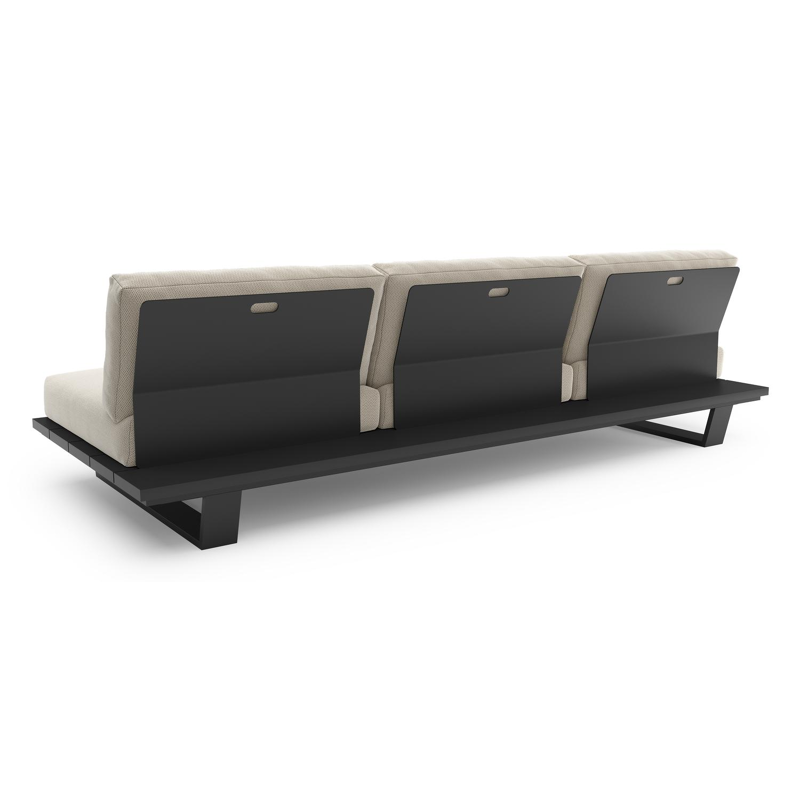 Pagino loungebank in zwart aluminium met lopi marble all weather sunbrella® luxe kussen