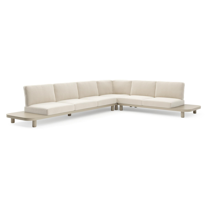 Salon de jardin d'angle Donato en aluminium beige et coussins en all weather cosytica althea off white