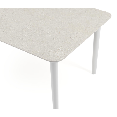 Table de jardin Orso en aluminium blanc et céramique pleine shilin - Lg 240 x Larg. 100 x H 75,5 cm