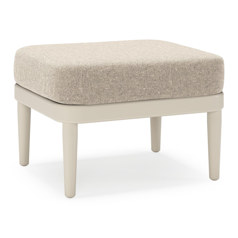 Orso poef in beige aluminium met Chartres Pewter all weather sunbrella® luxe kussen