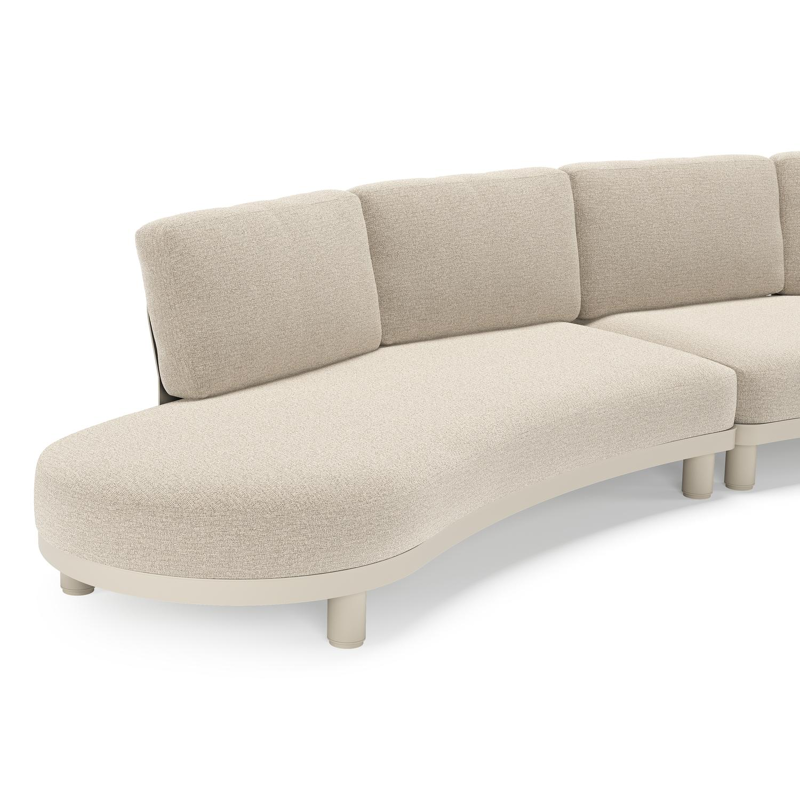 Donato loungehoek in beige aluminium met All Weather Cosytica Catania Sand kussen