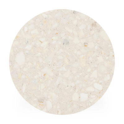 Table basse Fano en blanc aluminium et céramique pleine retrostone - Diam. 65 x Haut. 55 cm