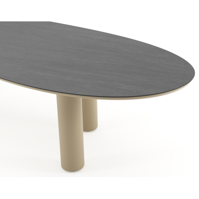 Amico tuintafel organisch in beige aluminium en volkeramiek Basalt Black - L 320 x B 120 x H 73.5 cm