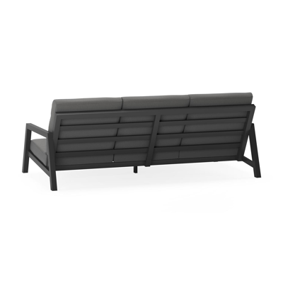 Zen'so loungebank 3-zit in zwart aluminium met natte charcoal chine all weather sunbrella® luxe kussen
