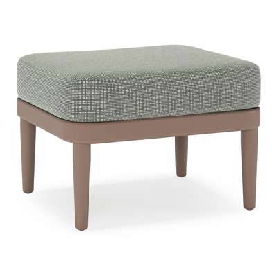 Pouf Orso en aluminium taupe et coussins en all weather sunbrella® luxe Slow Fern