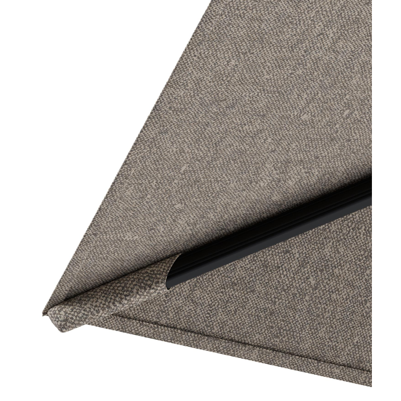 Rufina zweefparasol met tiltfunctie in zwart aluminium en Chartres Pewter All Weather Sunbrella® Luxe parasoldoek - L1 400 x L2 300 cm met parasolvoet Minore 150 kg met wielen