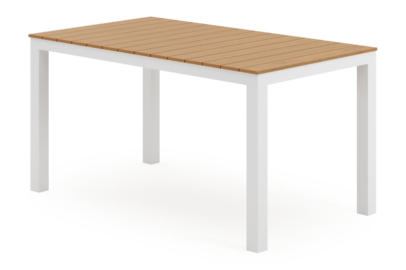 Toma tuintafel in wit aluminium en polywood - L 140 x B 80 x H 72.5 cm