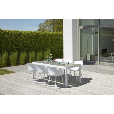 Oviedo verlengbare tuintafel in wit aluminium en keramische print grijs - L 200/280 x B 94.5 x H 75 cm