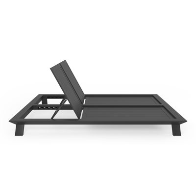 Cesano verstelbaar dubbel ligbed in zwart aluminium met althea off white all weather cosytica kussen