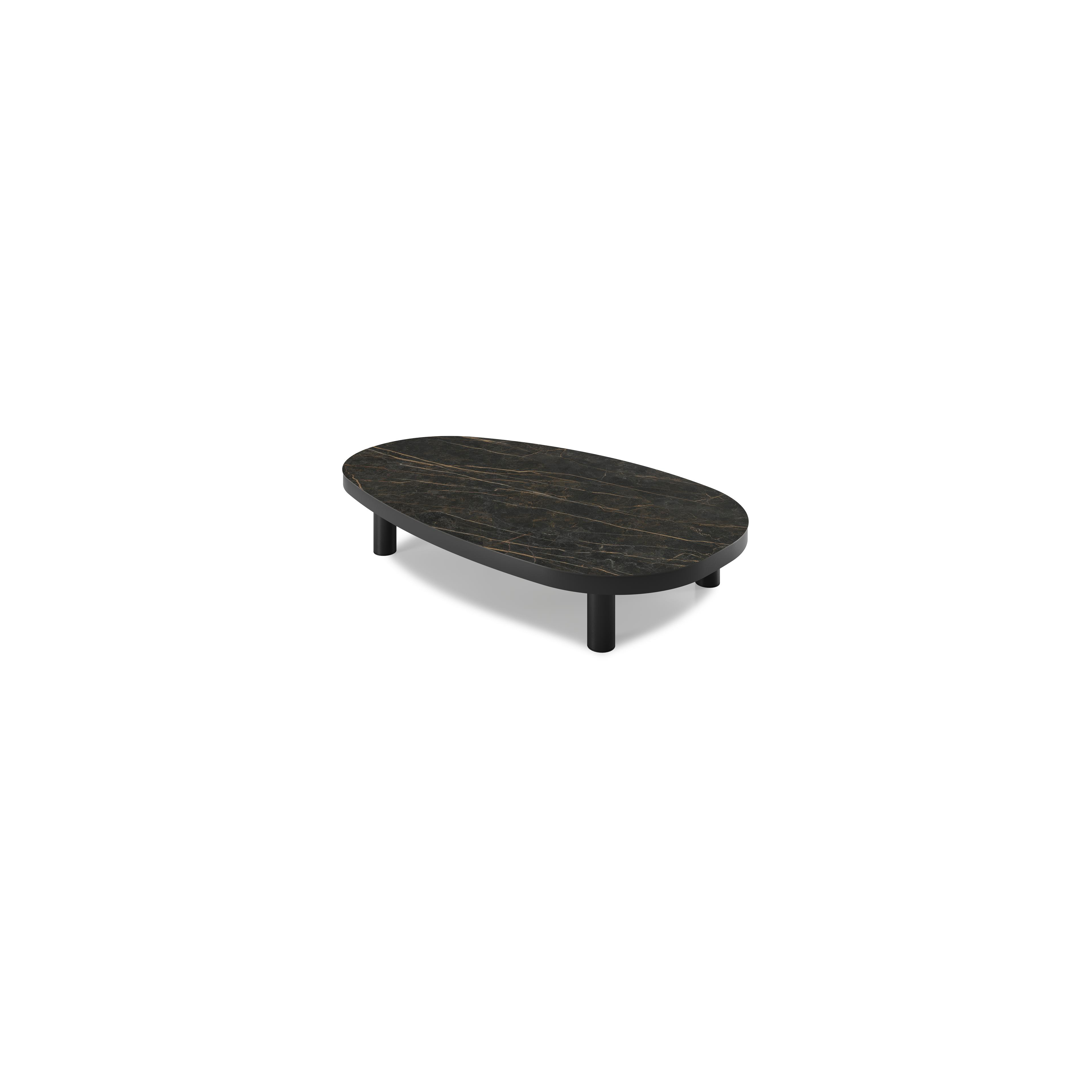 Table basse Donato en noir aluminium et céramique pleine black obsession - Lg. 151 x Lrg. 90 x Haut. 25 cm