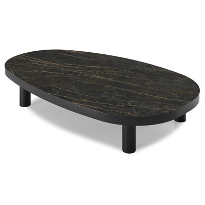 Donato loungetafel in zwart aluminium en black obsession volkeramiek - L 151 x B 90 x H 25 cm