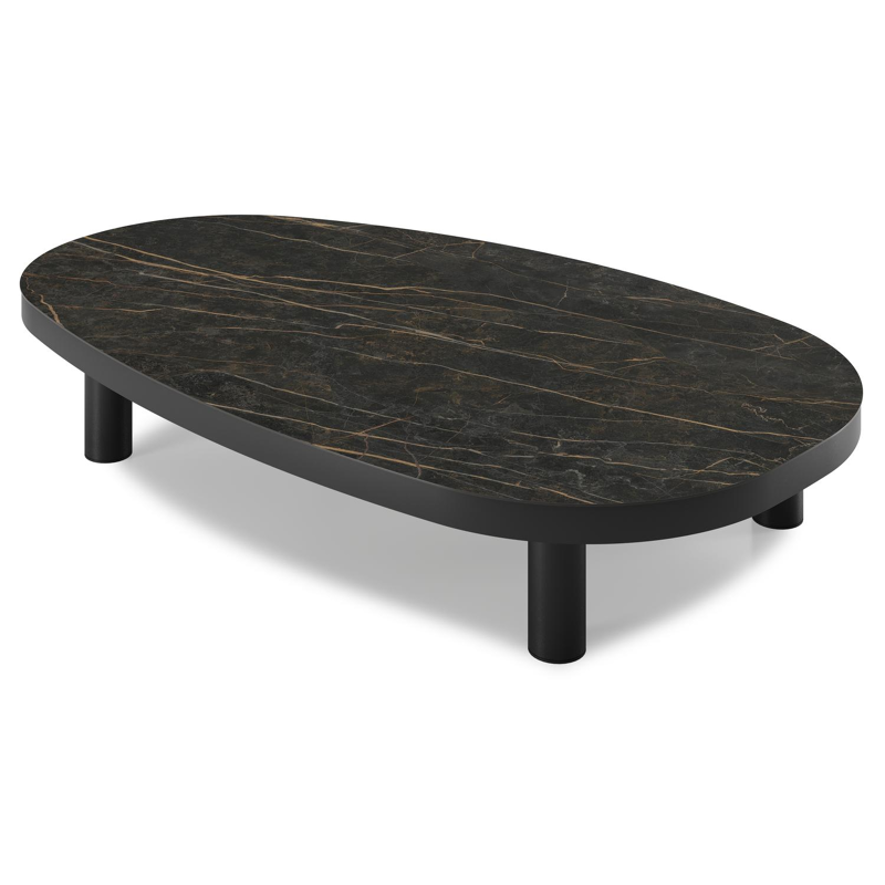 Donato loungetafel in zwart aluminium en black obsession volkeramiek - L 151 x B 90 x H 25 cm