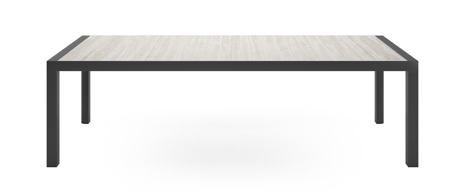 Madura ensemble de jardin rectangulaire en aluminium noir en carreaux en céramique gris avec 8 chaises de jardin Calobra