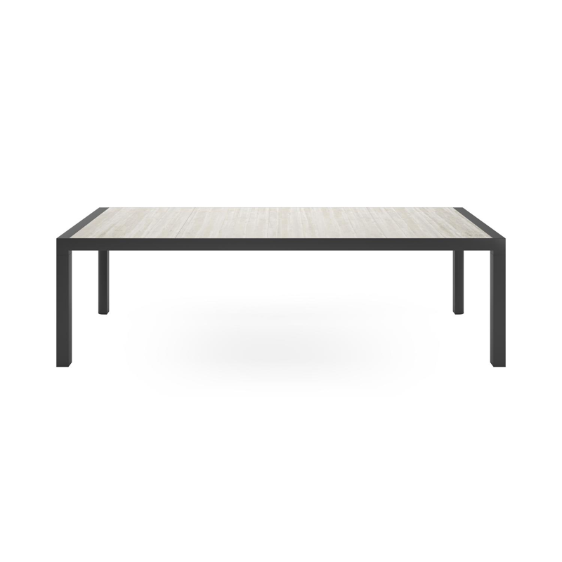 Madura ensemble de jardin rectangulaire en aluminium noir en carreaux en céramique gris avec 8 chaises de jardin Calobra