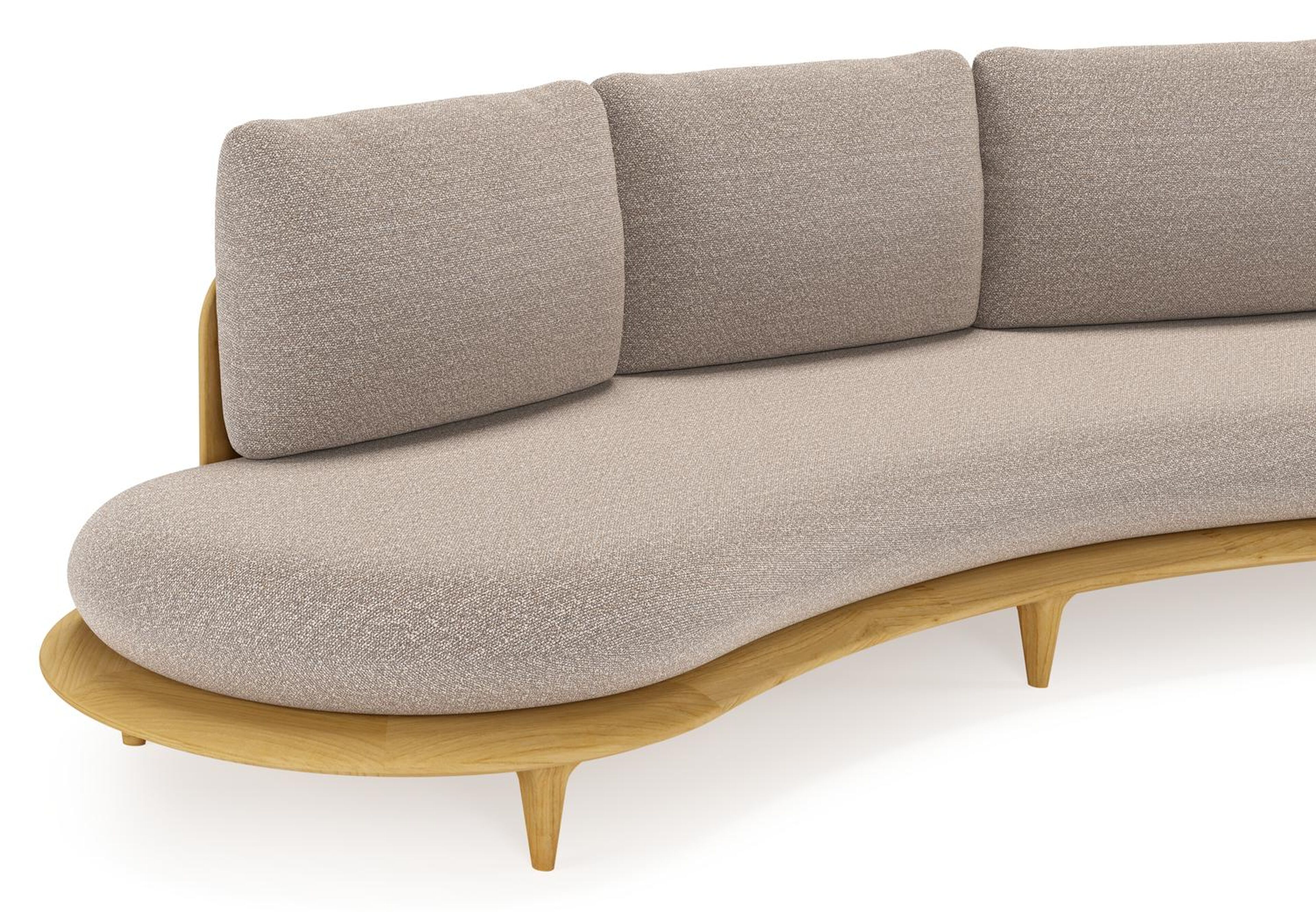 Bomero loungeset in teak met wander manioc all weather sunbrella® luxe kussen