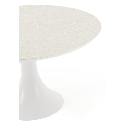 Fano tuintafel in wit aluminium en volkeramiek shilin - Dia. 130 x H 75 cm