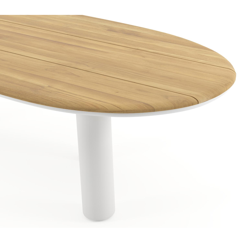 Amico tuintafel organisch in wit aluminium en teak - L 280 x B 120 x H 73.5 cm