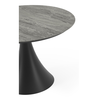 Fano tuintafel in zwart aluminium en volkeramiek aspen grey - Dia. 110 x H 75 cm