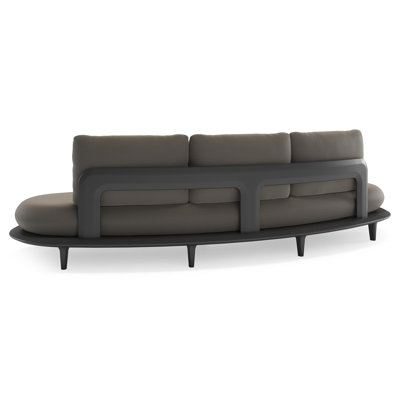 Canape de jardin Bomero en aluminium noir et coussins en all weather sunbrella® luxe natte carbon beige