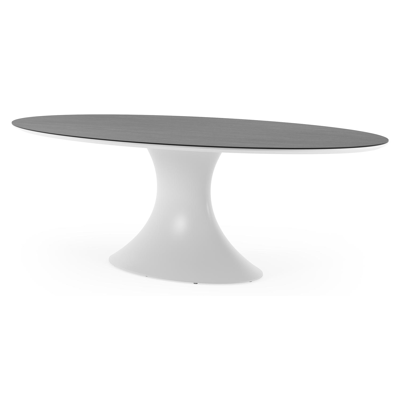 Fano tuintafel ovaal in wit aluminium en volkeramiek Basalt Black - L 240 x B 135 x H 75 cm