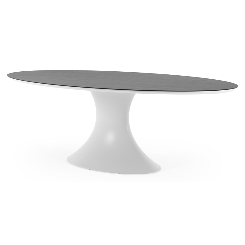 Fano tuintafel ovaal in wit aluminium en volkeramiek Basalt Black - L 240 x B 135 x H 75 cm