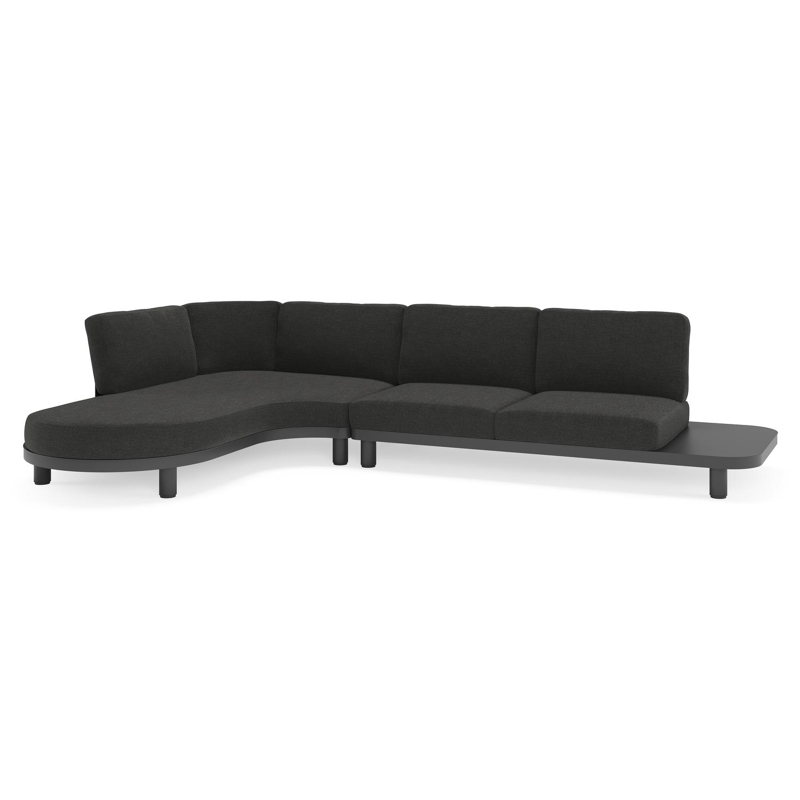 Donato loungehoek in zwart aluminium met all weather sunbrella® luxe Chartres Sooty kussen