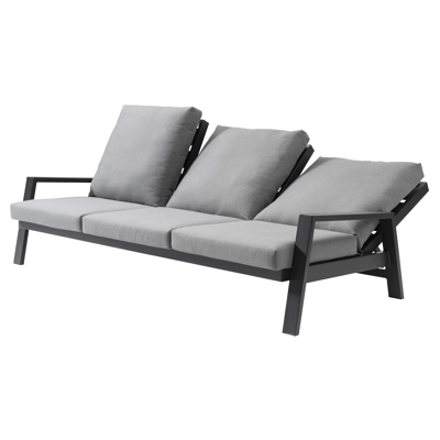 Veneto loungeset met verstelbare rugleuning in zwart aluminium met grijs weather+ softtouch kussens