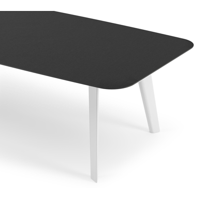 Table de jardin Lacrima forme de bateau en aluminium blanc et céramique pleine Nero Black - Lg. 315 x Lrg. 115 x Haut. 73 cm