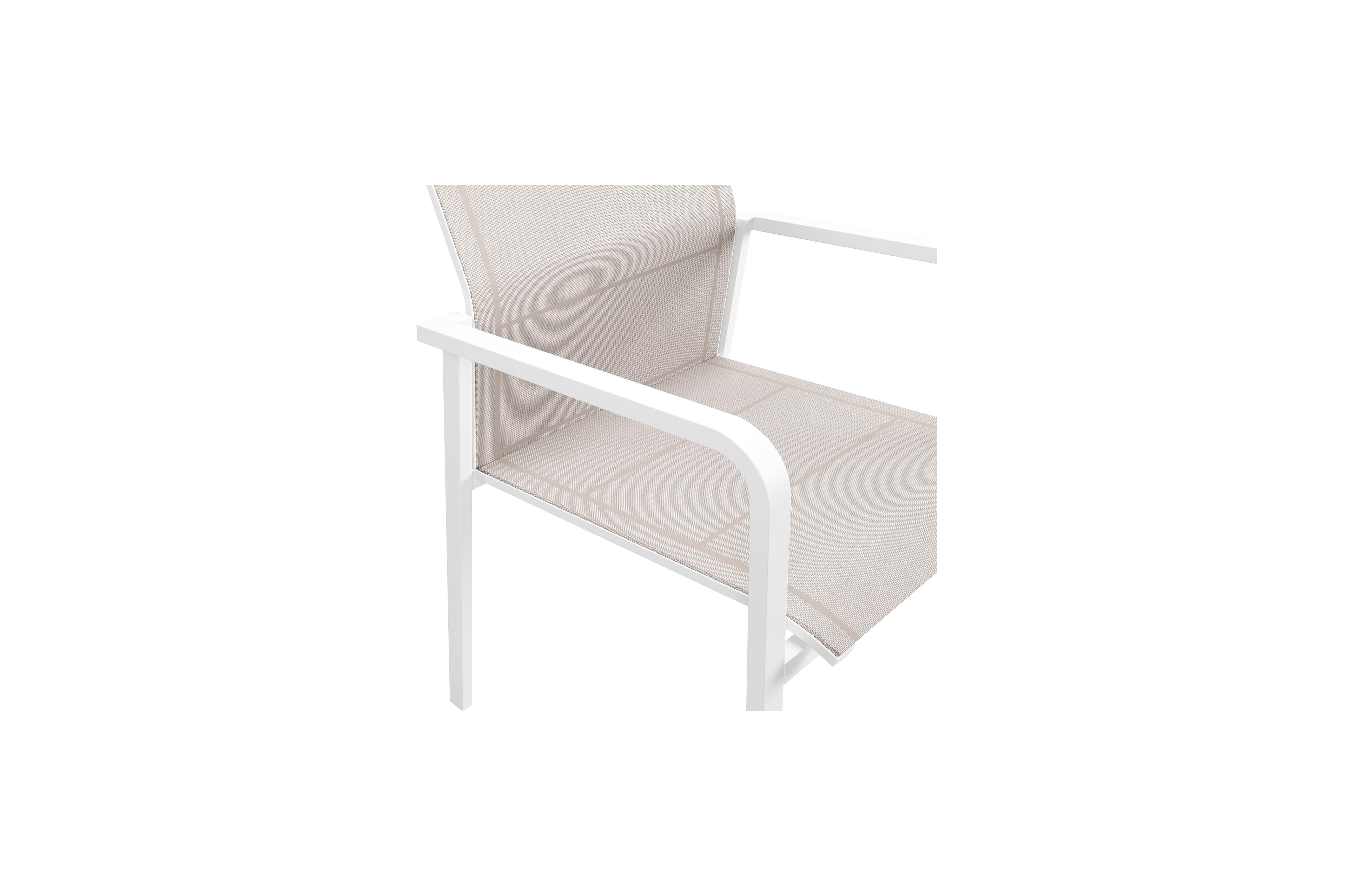 Como stapelbare tuinstoel in wit aluminium en beige textilene