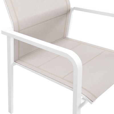 Como stapelbare tuinstoel in wit aluminium en beige textilene