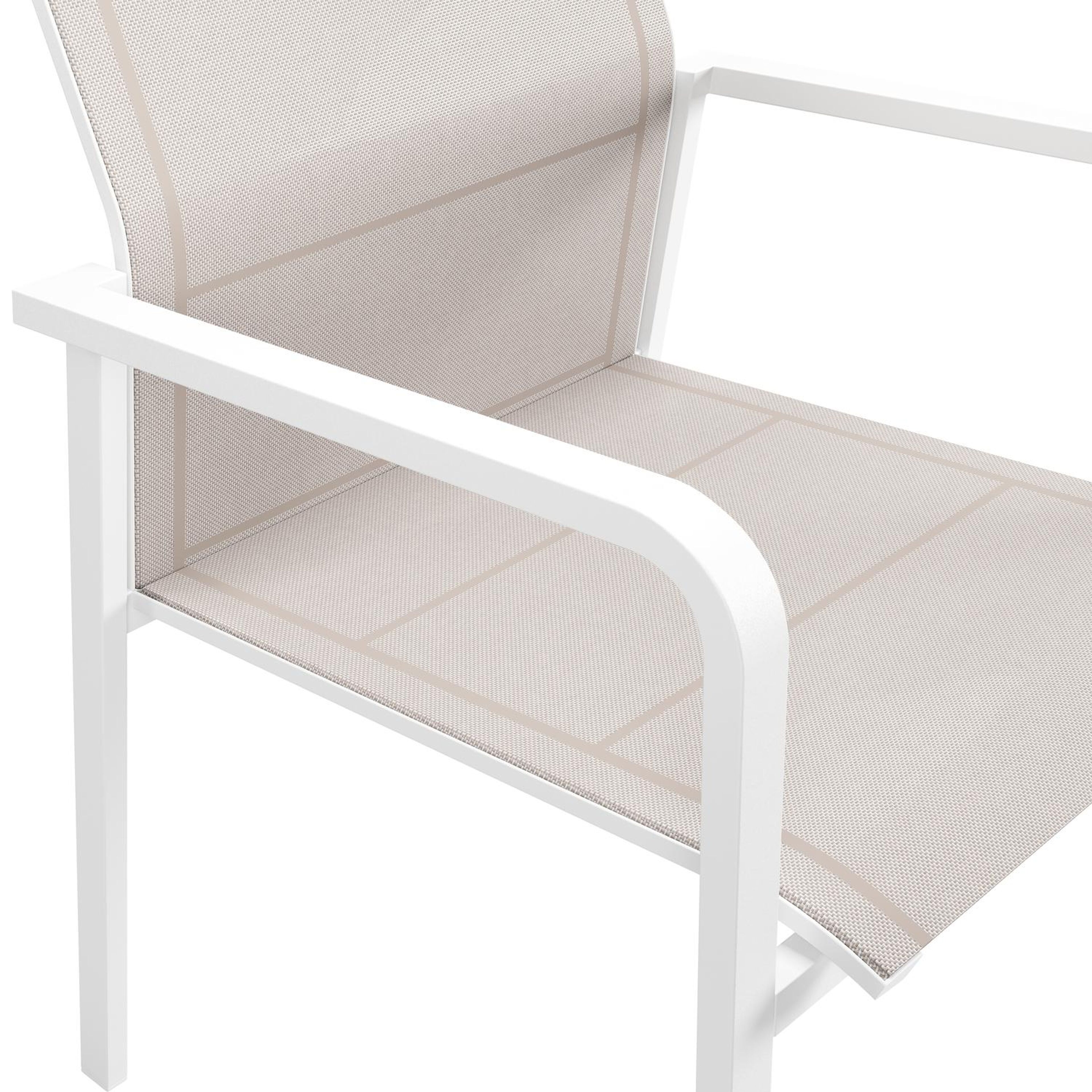 Como stapelbare tuinstoel in wit aluminium en beige textilene