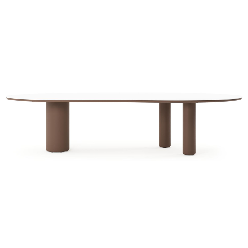 Amico tuintafel organisch in taupe aluminium en volkeramiek Arctic White - L 320 x B 120 x H 73.5 cm