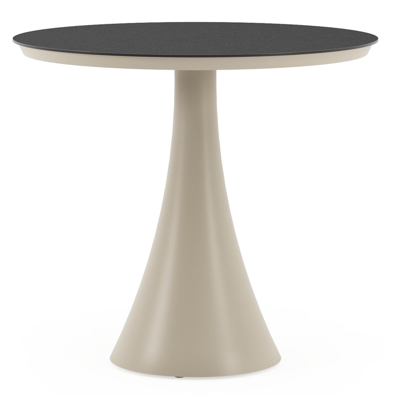Fano tuintafel rond in beige aluminium en volkeramiek Nero Black - Dia. 85 x H 75 cm