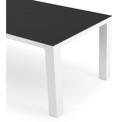 Nano tuintafel rechthoekig in wit aluminium en volkeramiek Nero Black - L 240 x B 100 x H 75 cm