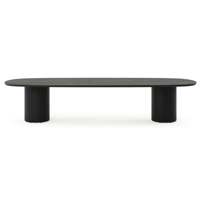 Amico low dining tuintafel bombo in zwart aluminium en volkeramiek Black Obsession - L 320 x B 130 x H 61 cm