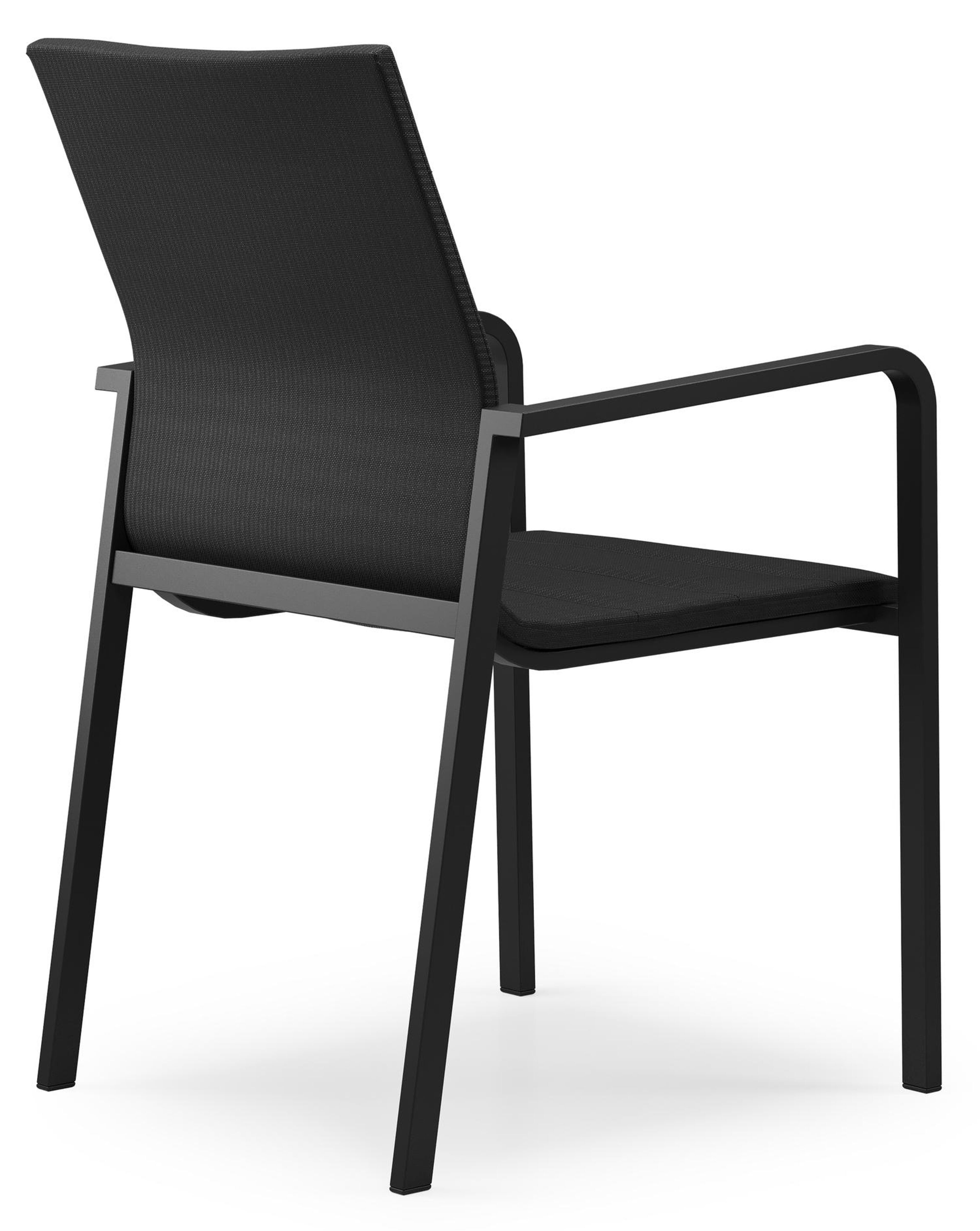 Chaise de jardin empilable Como in aluminium noir et textilène luxe confort noir