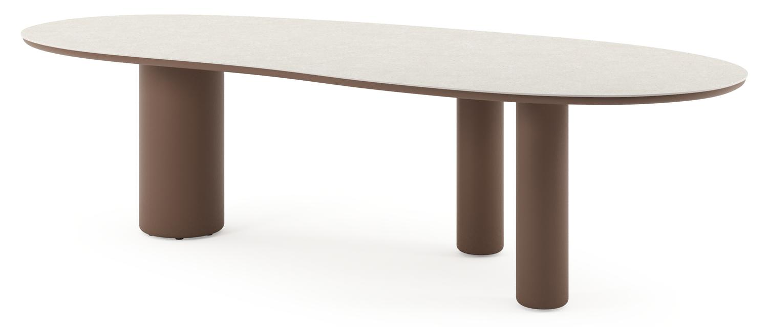 Amico tuintafel organisch in taupe aluminium en volkeramiek Shilin - L 280 x B 120 x H 73.5 cm