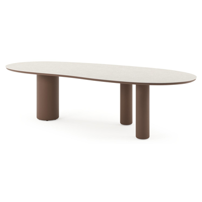 Amico tuintafel organisch in taupe aluminium en volkeramiek Shilin - L 280 x B 120 x H 73.5 cm