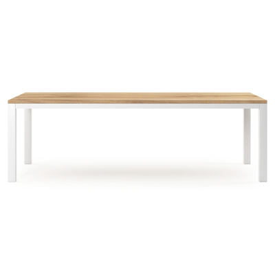 Como tuintafel in wit aluminium en teak - L 240 x B 100 x H 75 cm