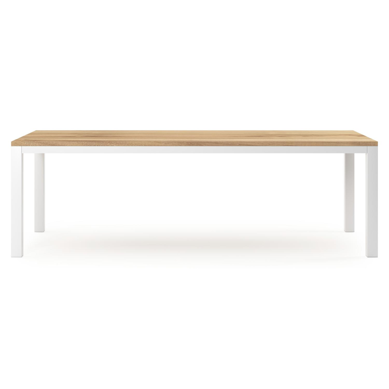 Como tuintafel in wit aluminium en teak - L 240 x B 100 x H 75 cm