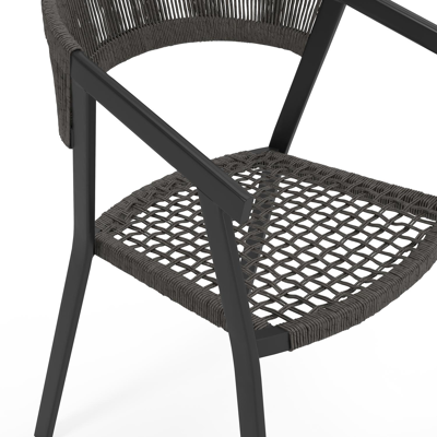 Calobra tuinset met verlengbare tafel in zwart aluminium en naturel teak tafelblad met 10 stapelbare Viaro tuinstoelen