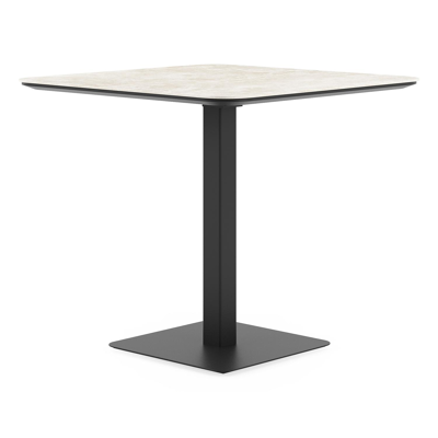 Table de jardin inclinable Fano carré arrondi en aluminium noir et céramique pleine Rapolano Lg. 80 x Lrg. 80 cm