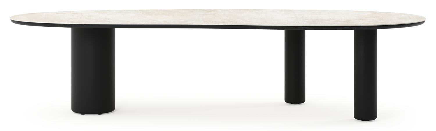 Amico tuintafel organisch in zwart aluminium en volkeramiek Rapolano - L 320 x B 145 x H 73.5 cm