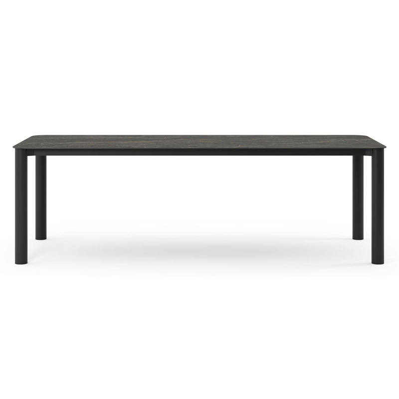 Orso tuintafel rechthoekig afgerond in zwart aluminium en volkeramiek black obsession - L 240 x B 100 x H 73.5 cm
